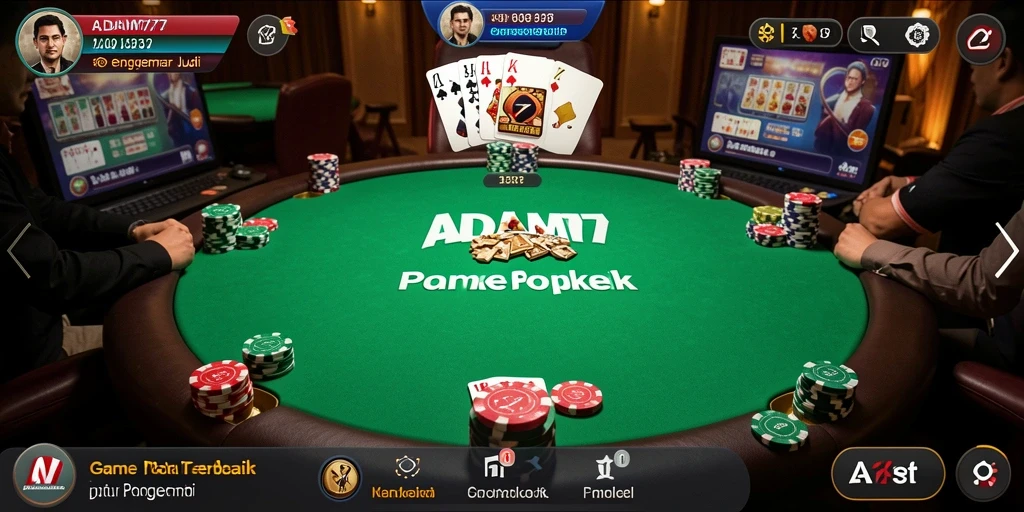 Screenshot gameplay ADAM77 menampilkan pemain serius dalam pertandingan Poker.