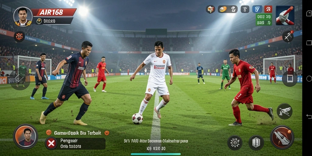 Tampilan visual yang memukau dalam gameplay sepak bola.