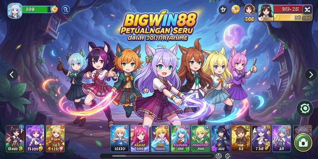 Screenshot gameplay BIGWIN88 menampilkan aksi mendebarkan dalam dunia anime.