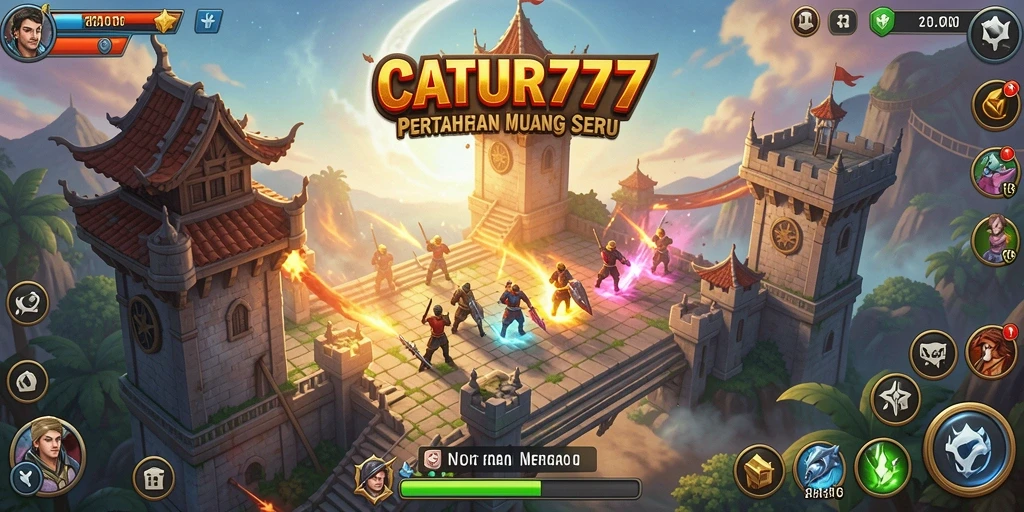 Tampilan menarik dari gameplay Tower Defense CATUR777.