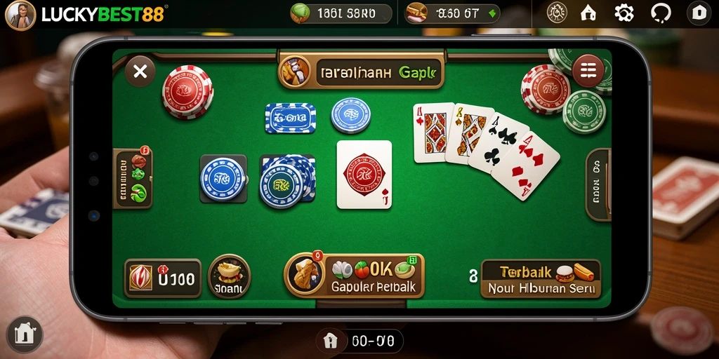 Screenshot gameplay LUCKYBEST88 menampilkan aksi seru permainan Gaple.