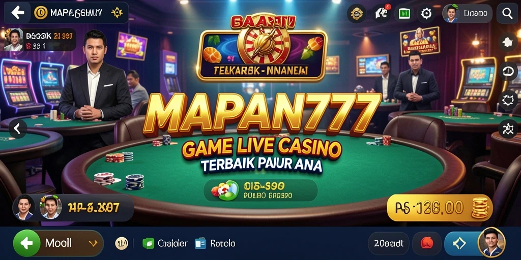 Screenshot gameplay dari MAPAN777 yang menampilkan dealer langsung dalam aksi.
