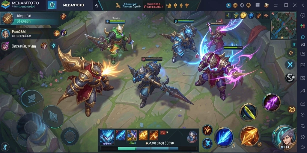 Screenshot utama MEDANTOTO menampilkan aksi seru di arena MOBA.