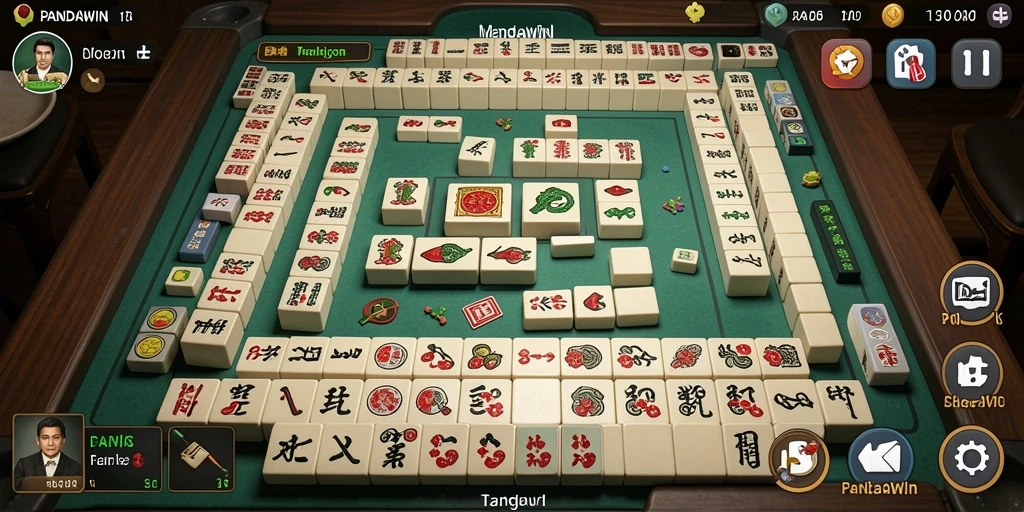 Tampilan gameplay Mahjong yang menarik dan seru di PANDAWIN.